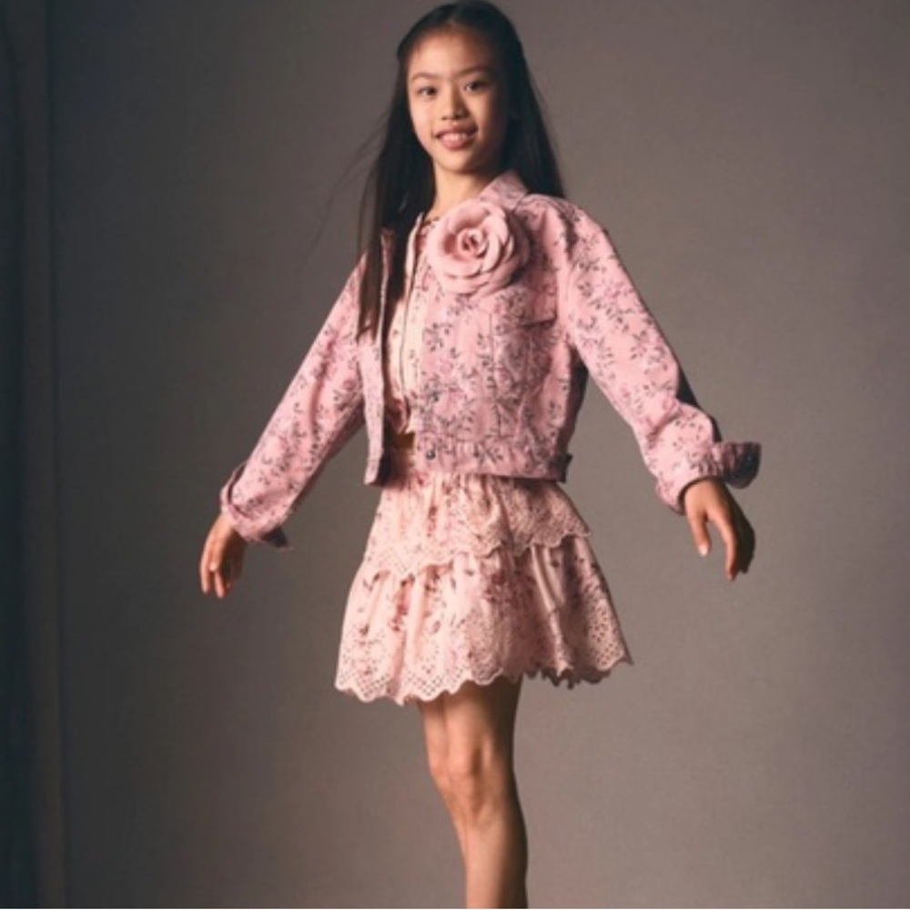 LoveShackFancy x Gap girls pink floral skirt